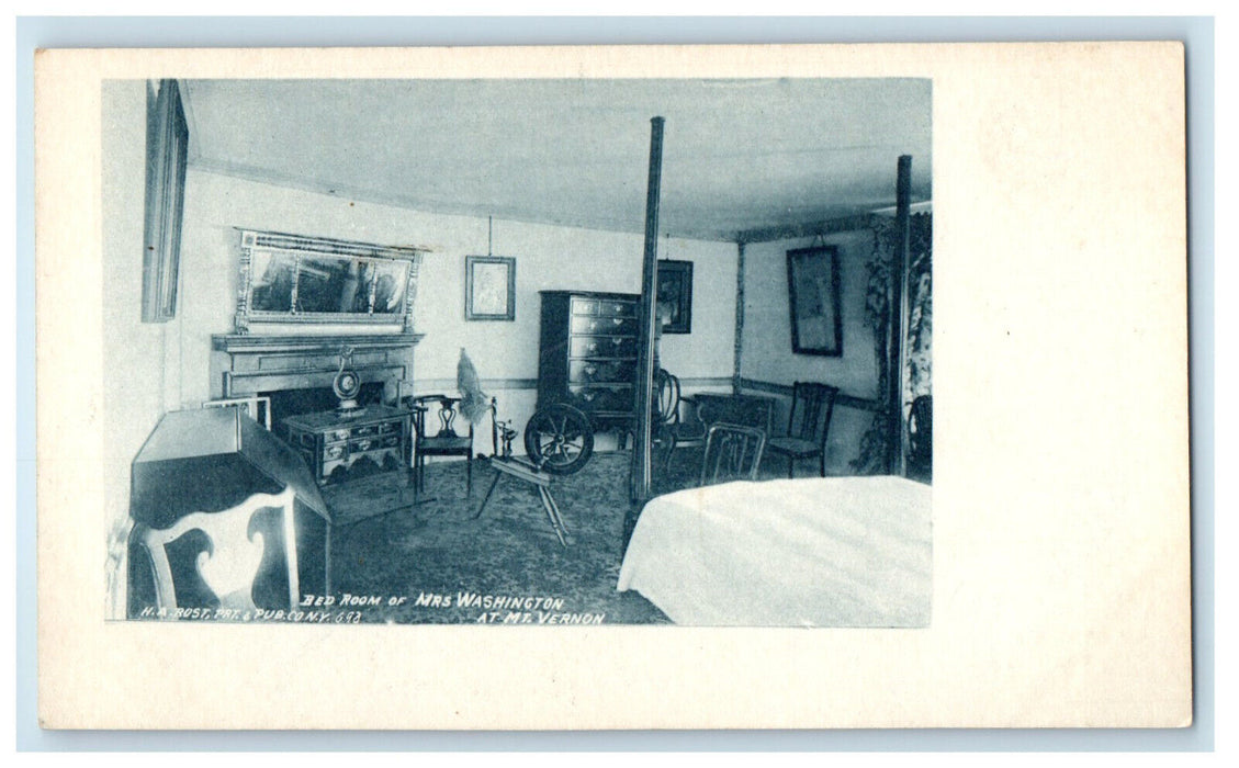 c1900s Bed Room of Mrs. Washington Mt Vernon Virginia VA PMC Postcard