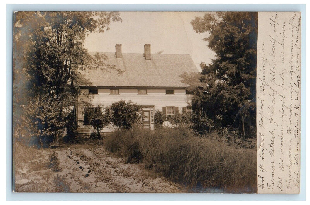 1908 House Dillsboro Indiana IN RPPC Photo, Farmers Retreat Antique Postcard