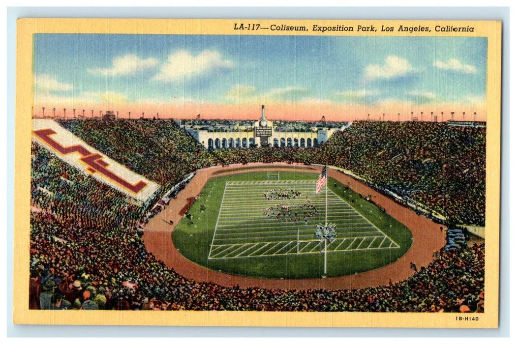 c1940's Aerial View Coliseum Exposition Park Los Angeles California CA Postcard