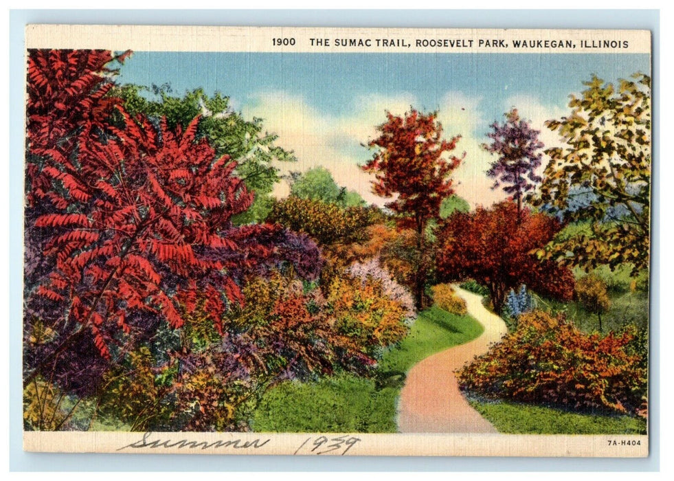 1939 The Sumac Trail Roosevelt Park Waukegan Illinois IL Vintage Postcard