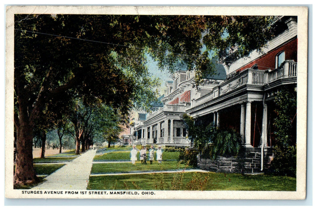 1915 Sturges Avenue from 1st Street Mansfield Ohio OH Posted Postcard