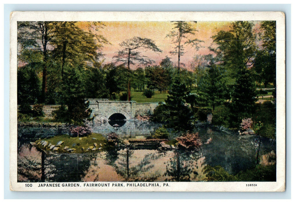 1929 Japanese Garden, Fairmount Park, Philadelphia Pennsylvania PA Postcard