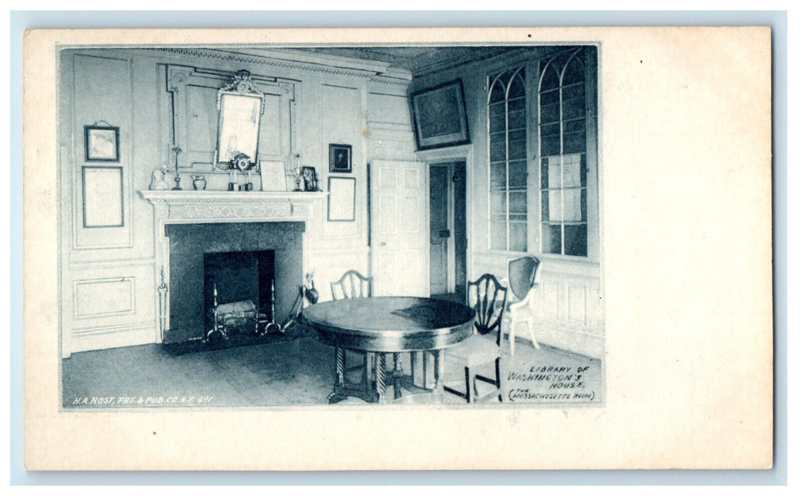 c1900s Library of Washingtons House The Massachusetts Room PMC Postcard