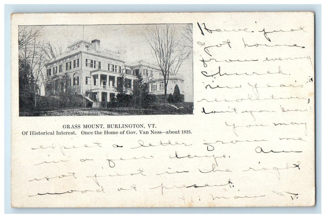 1905 Grass Mount Burlington Vermont VT Lyndonville VT PMC Posted Postcard