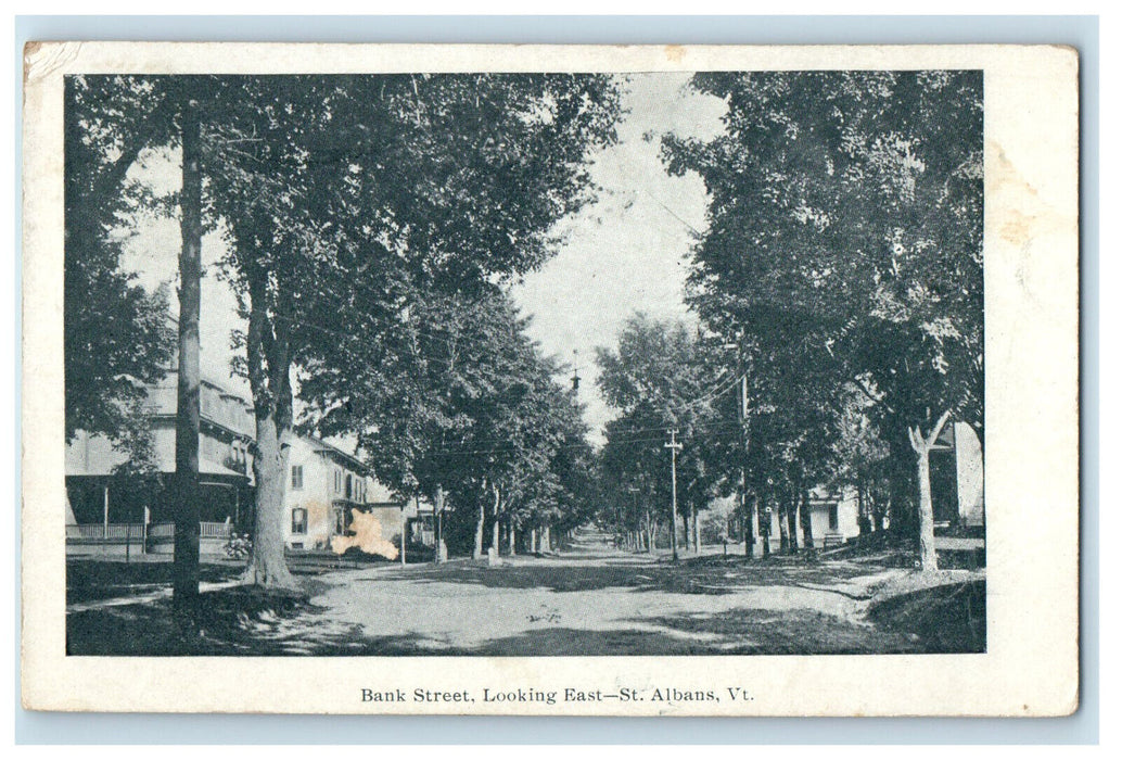 c1900s Bank Street Looking East St Albans Vermont VT PMC Antique Posted Postcard