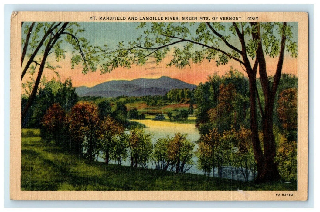 1939 Mt. Mansfield And Lamoille River Green Mts. Of Vermont VT Postcard