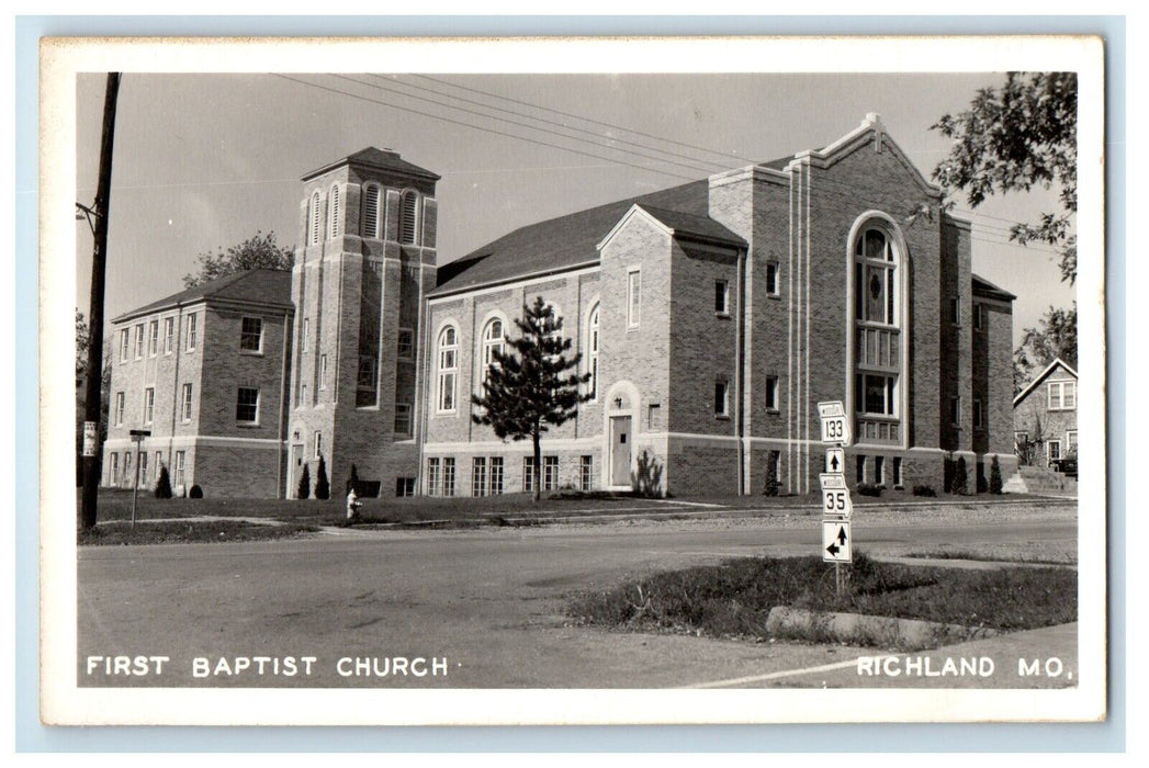 c1940's First Baptist Church Richland Missouri MO RPPC Photo Vintage Postcard