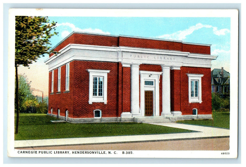 c1920s Carnegie Public Library Hendersonville North Carolina NC Postcard