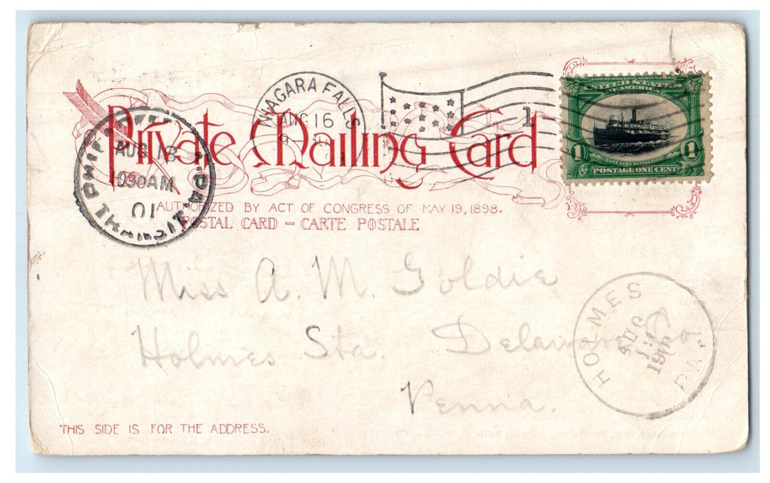 1901 Legend of The White Canoe Niagara Falls NY Holmes PA Posted Postcard