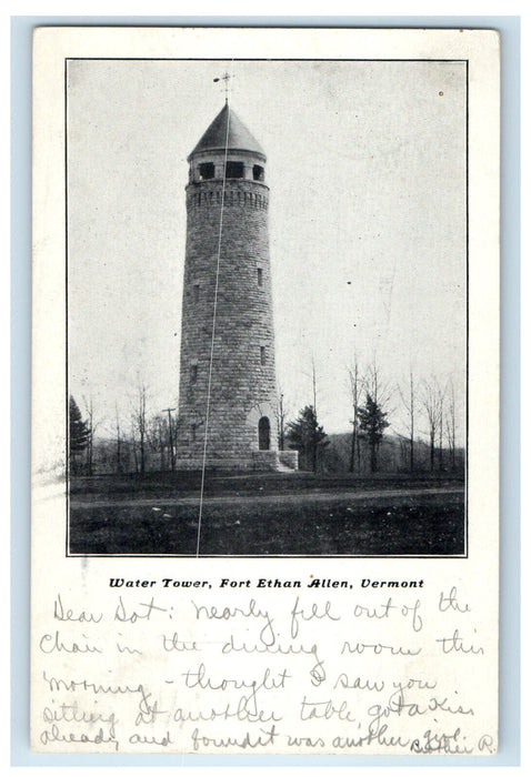 1906 Water Tower Fort Ethan Allen Vermont VT PMC Antique Posted Postcard