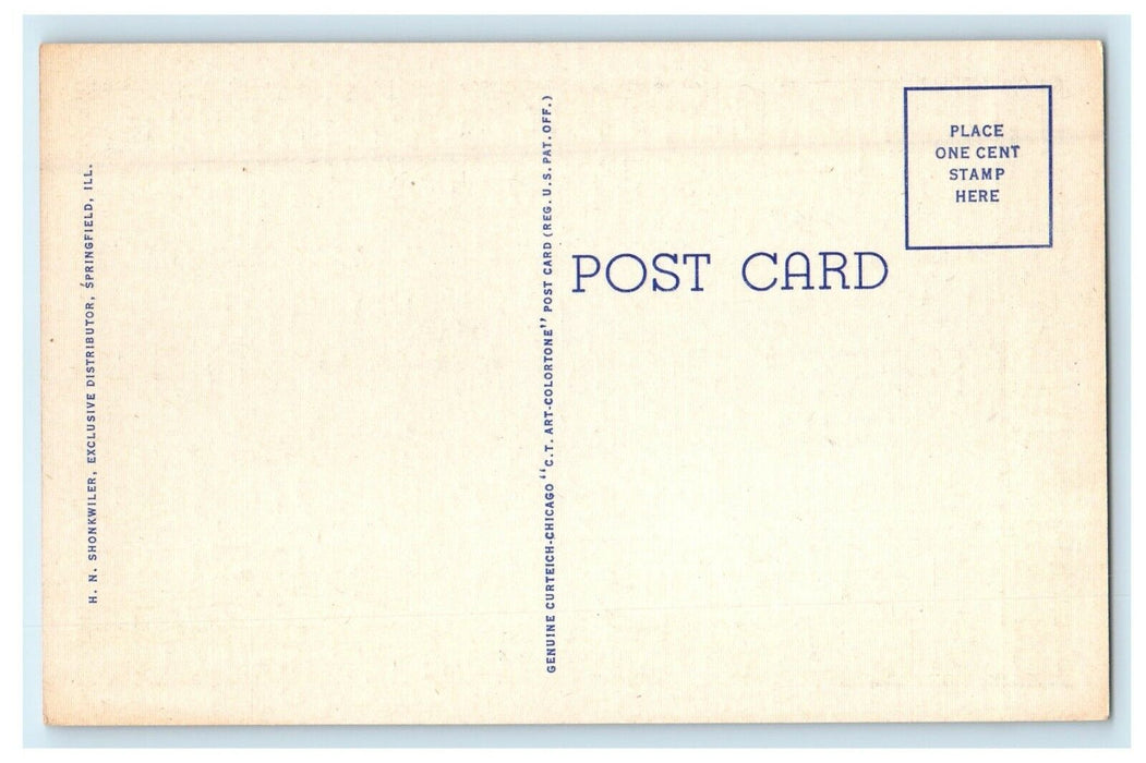 c1930's State Capitol At Night Moonlight View Springfield Illinois IL Postcard