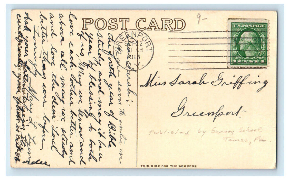 1915 President Woodrow Wilson Sunday School Times Church Christian Postcard