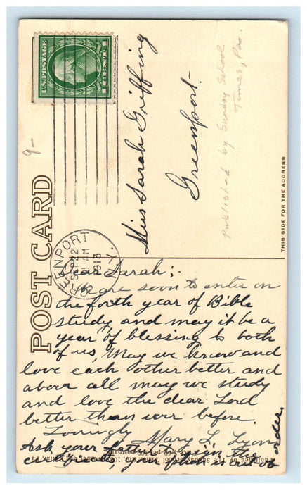 1915 President Woodrow Wilson Sunday School Times Church Christian Postcard