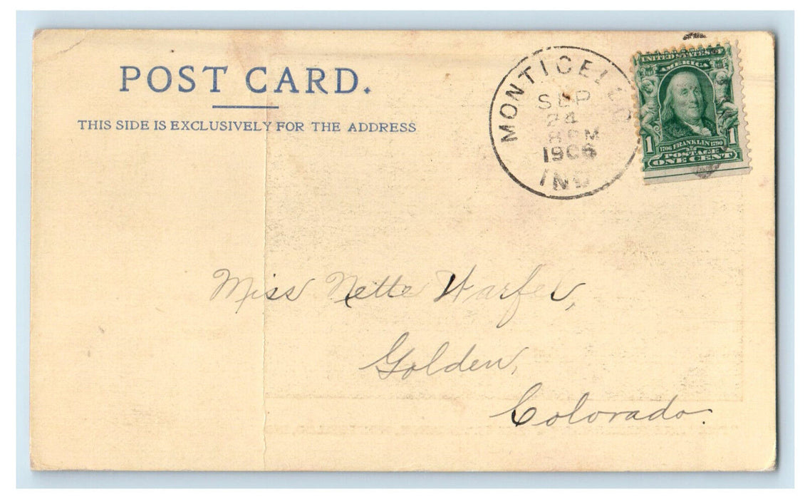 1906 Tent Scene, The Lone Fisherman of Tippecanoe Monticello Indiana IN Postcard