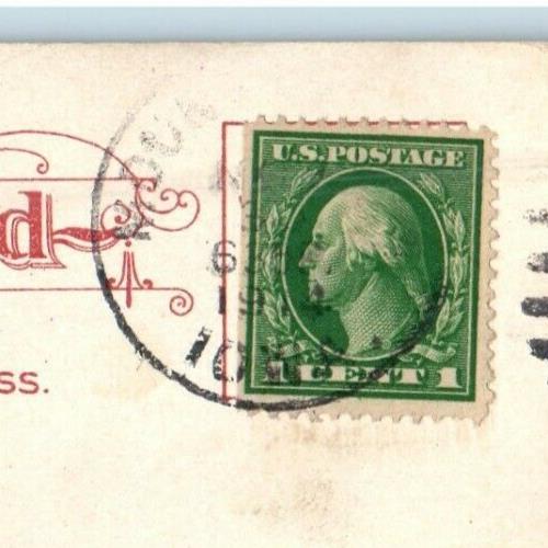 1914 The Post Office Building Street View Muscatine Iowa IA Antique Postcard