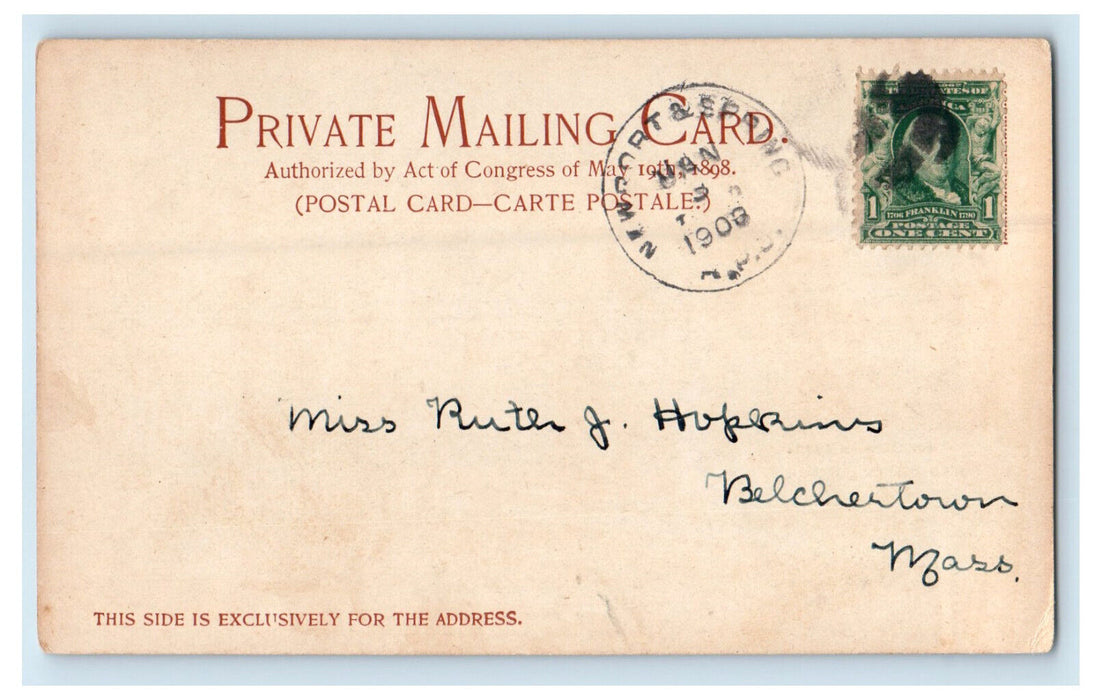 c1900s View of Halls Dartmouth College Hanover NH Newport & Spring RPO Postcard