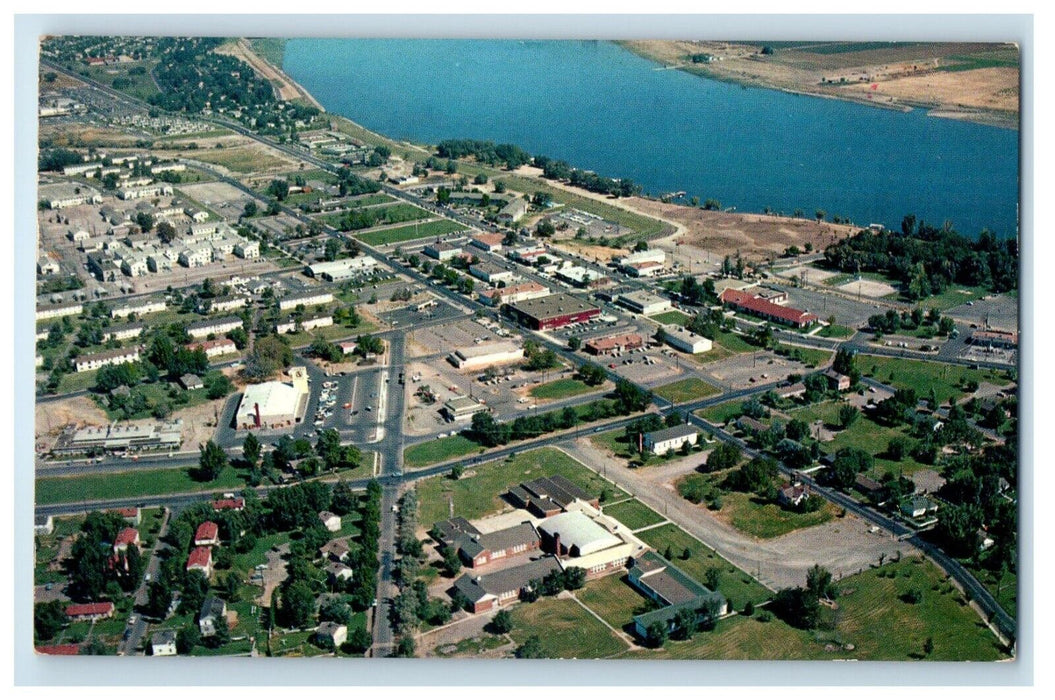 c1950's Aerial View Of The City Of Richland Washington WA Vintage Postcard