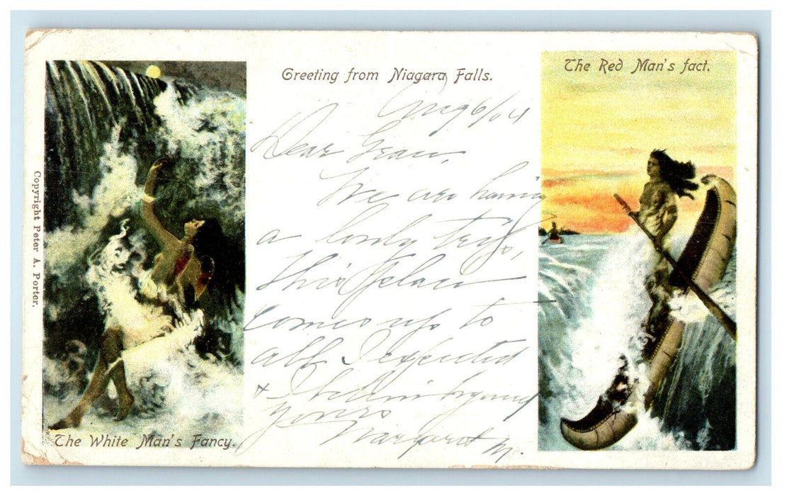 1904 Multiview, Greetings from Niagara Falls Peter A Portor Postcard