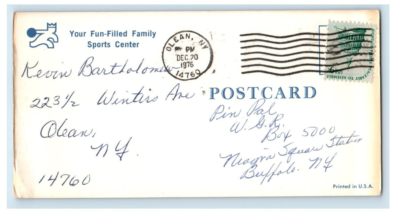 1976 Your Fun Filled Family Sports Center Interior Olean New York NY Postcard