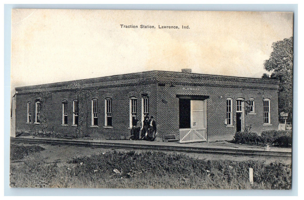 c1910 Traction Station, Lawrence Indiana IN Unposted Antique Postcard