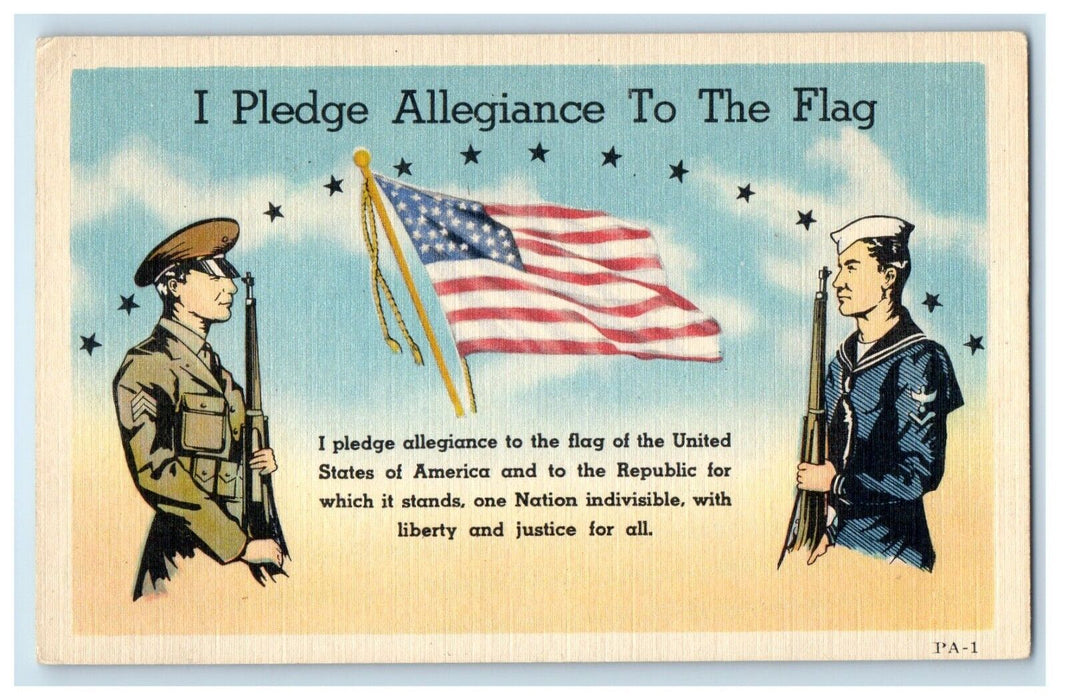 Pledge Allegiance To The Flag Soldier American Flag Clarksburg WV  Postcard