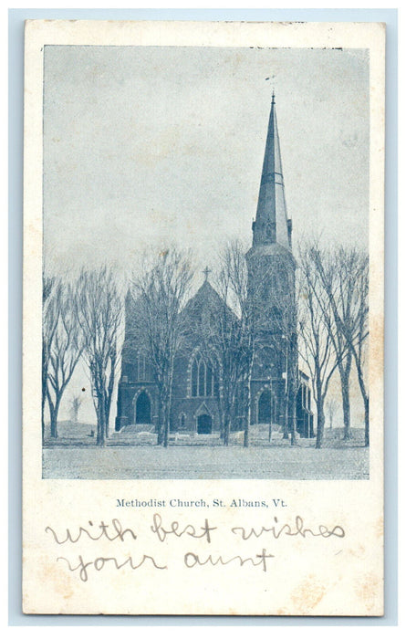 c1900s Methodist Church St. Albans Vermont VT Posted Antique PMC Postcard