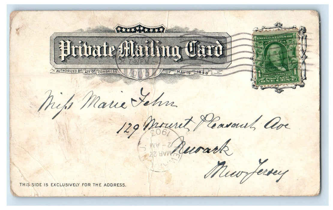 1903 Greeting from Heinz Pier Atlantic New Jersey NJ Posted Antique Postcard