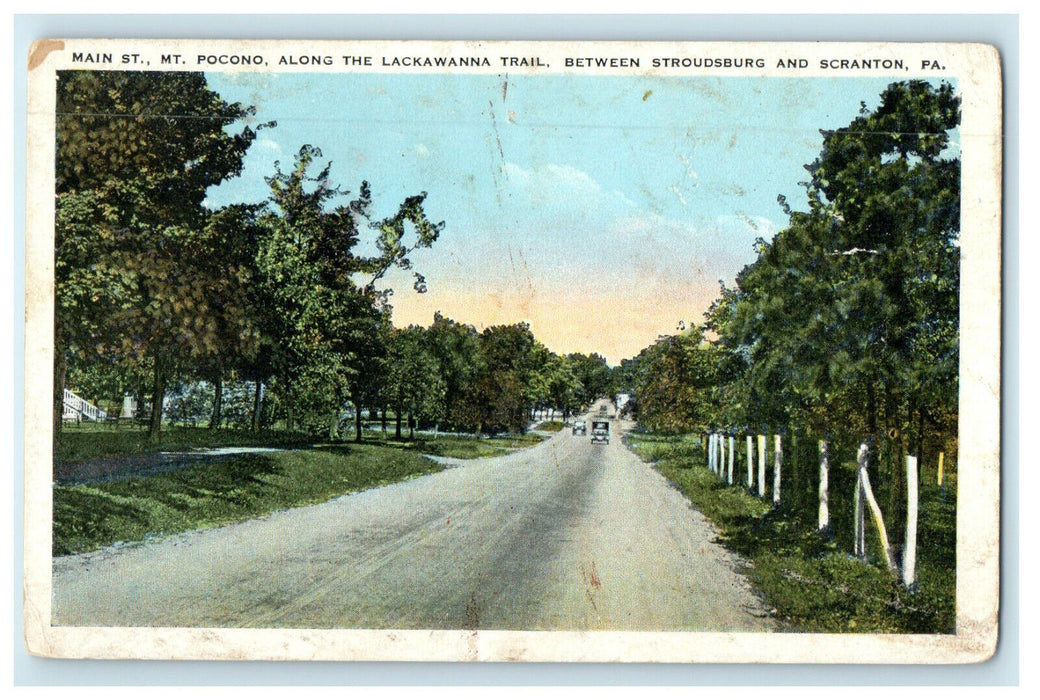 c1920s Main Street, Along the Lackawanna Trail Pennsylvania PA Unposted Postcard