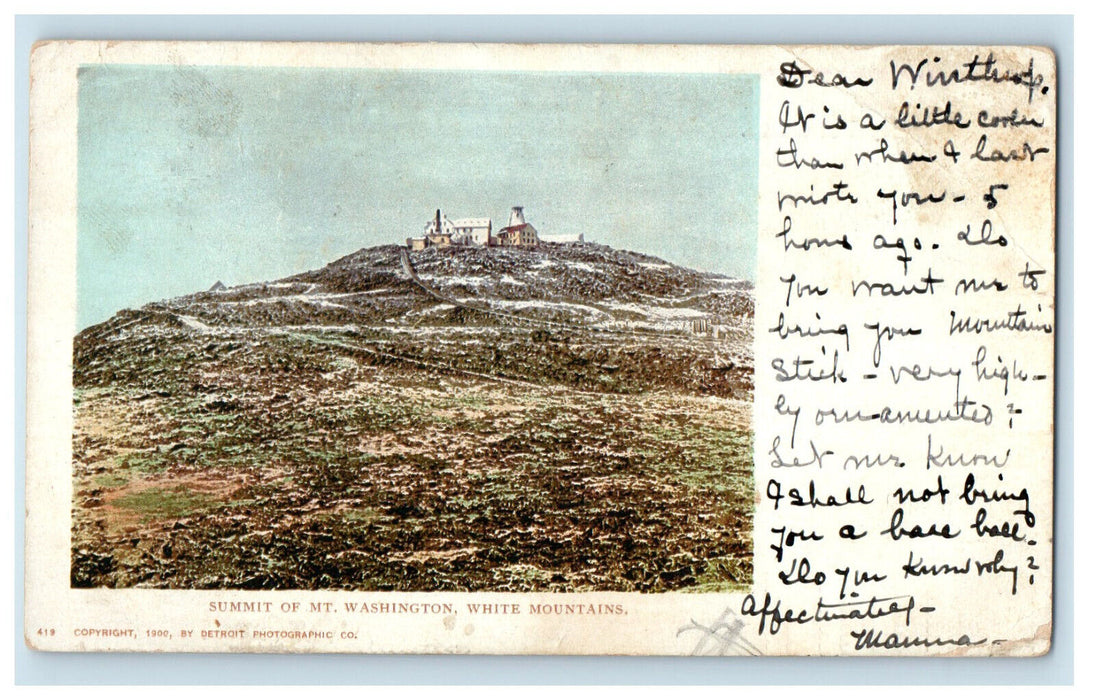 1901 Summit of Mt. Washington White Mountains NH Betlehem NH Postcard