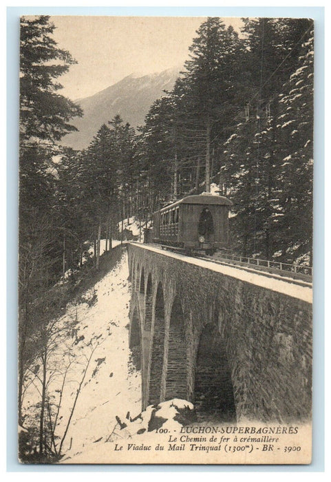 c1910's Luncheon Train Car Viaduct France Railway Train France Postcard