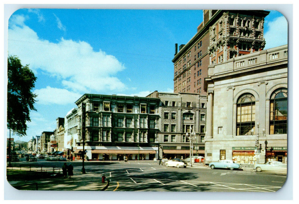 c1960s Wide Angle View Business District Binghamton New York NY Postcard