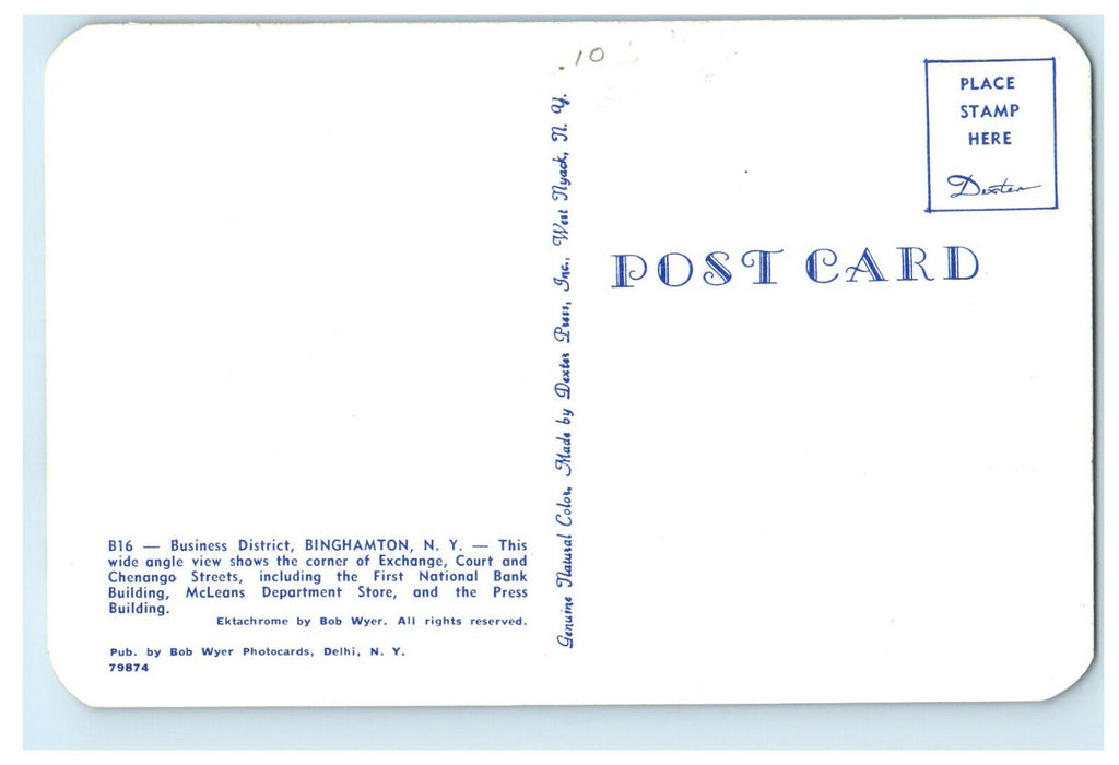 c1960s Wide Angle View Business District Binghamton New York NY Postcard