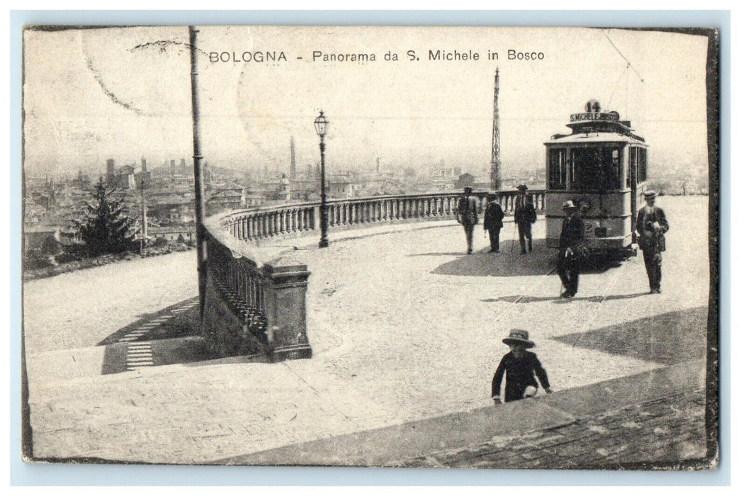 c1910's Bologna Italy, Panorama Da S. Michelle In Bosco Trolley Train Postcard