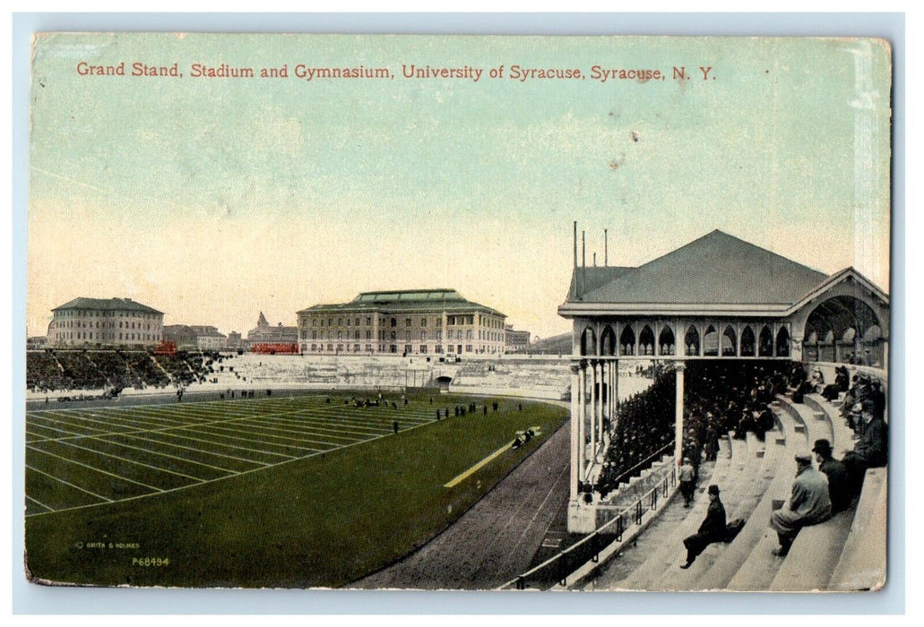 1913 Syracuse NY, Grand Stand Stadium Gymnasium University Of Syracuse Postcard