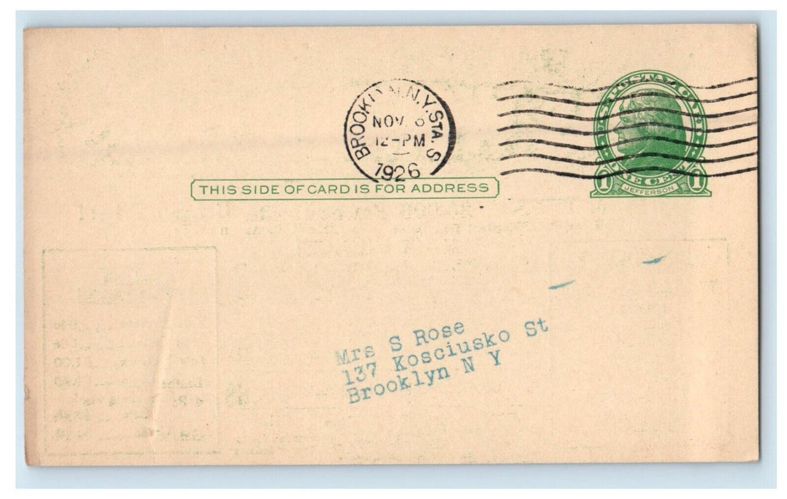 1926 Ilson's Brooklyn Shopping Center NY, Xmas Wonder Days Advertising Postcard