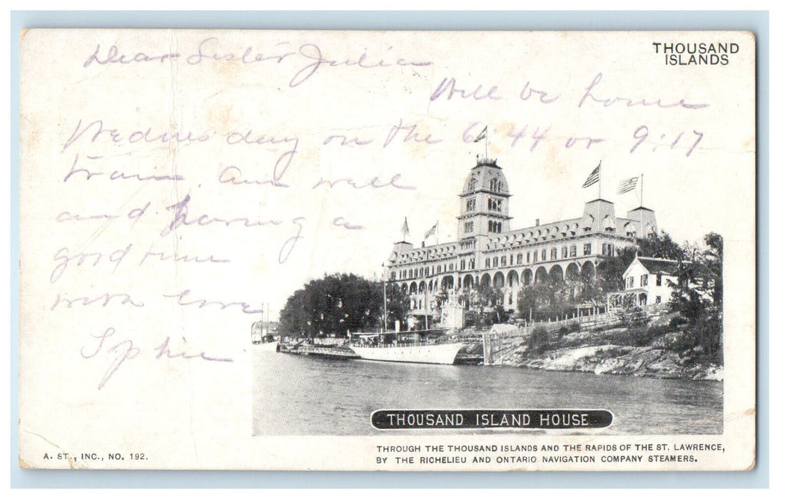 1901 Thousand Island House, Thousand Islands NY Clayton NY PMC Postcard