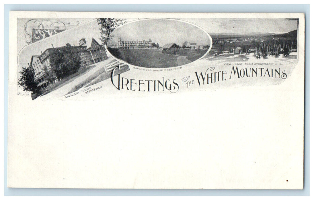 c1900s Buildings Multiview, Greetings from the White Mountains NH PMC Postcard