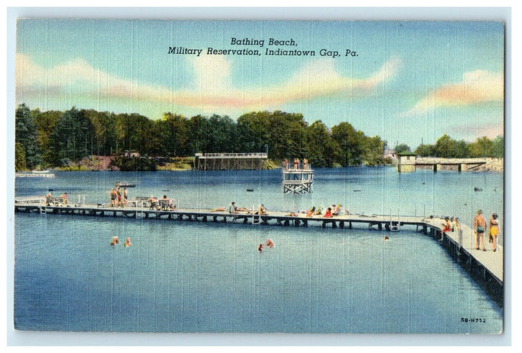 Bathing Beach Military Reservation Indiantown Gap Pennsylvania PA Postcard