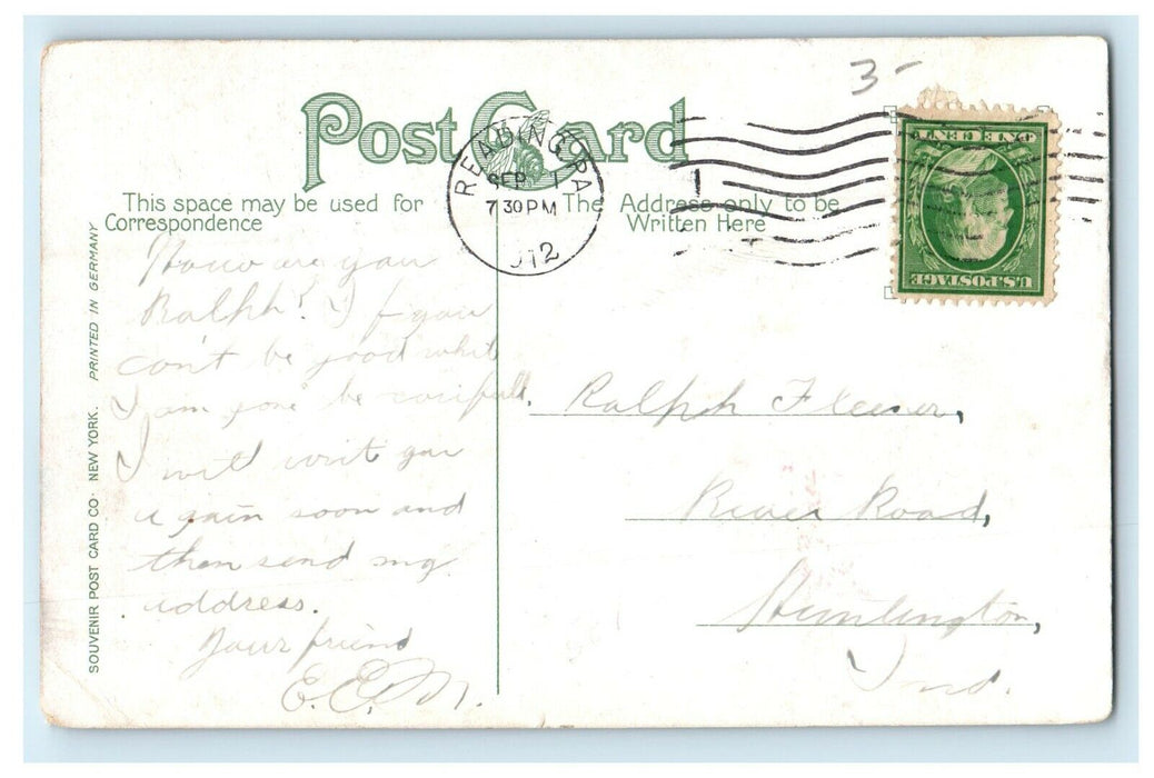 1912 Boy's High School Building Reading Pennsylvania PA Antique Postcard