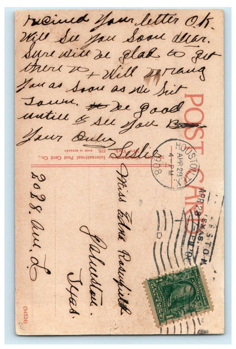 1908 Busy Scene Along The Water Front Galveston Texas TX Antique Postcard