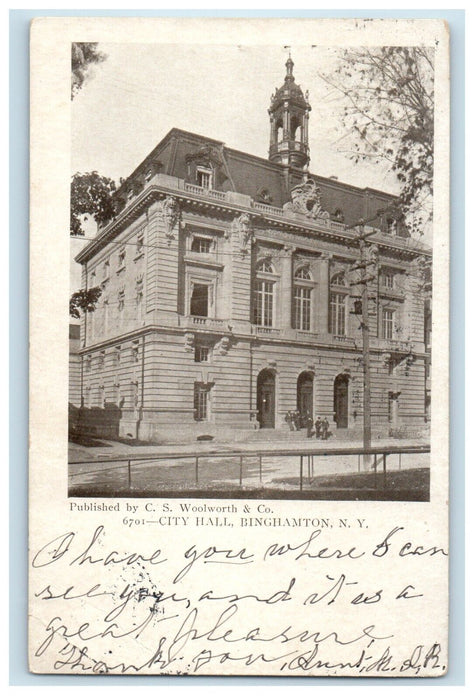1904 City Hall Building Binghamton New York NY Posted Antique Postcard