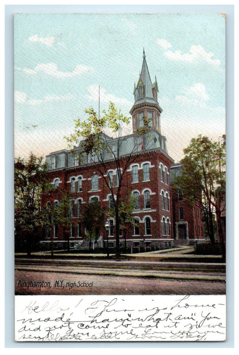 1907 High School Building Binghamton New York NY Posted Antique Postcard