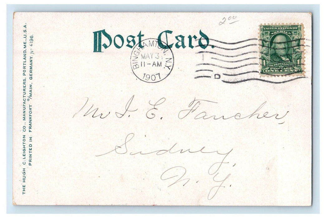 1907 High School Building Binghamton New York NY Posted Antique Postcard