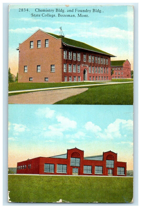 Chemistry Building & Foundry Building State College Bozeman Montana MO Postcard