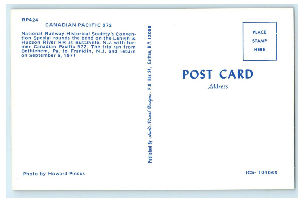 c1950 Canadian Pacific Lehigh & Hudson Railway Buttzville New Jersey NJ Postcard