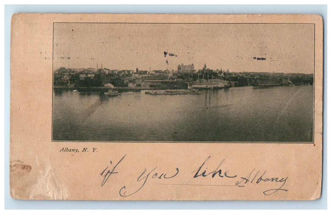 1903 Steamship and Boat Scene Albany New York NY Park Bridge NJ PMC Postcard