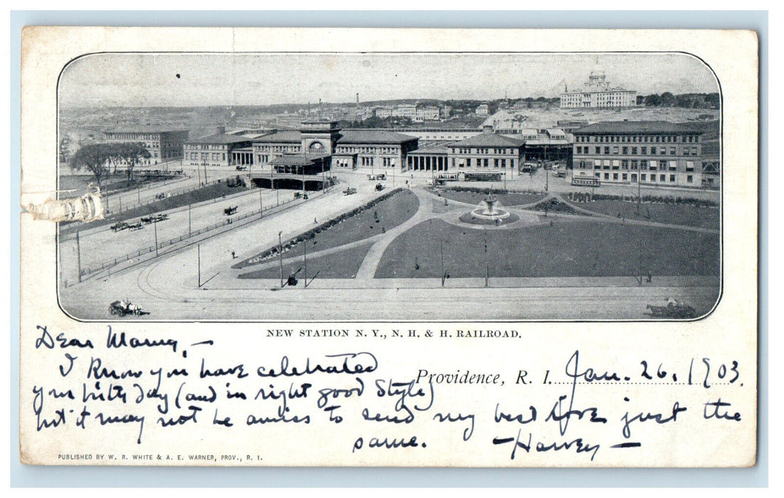 1903 New Station NY NH and H Railroad Providence RI PMC Posted Antique Postcard