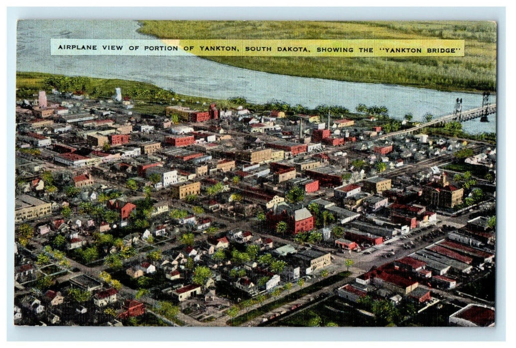 Airplane View Portion Yankton South Dakota Showing Yankton Bridge Postcard