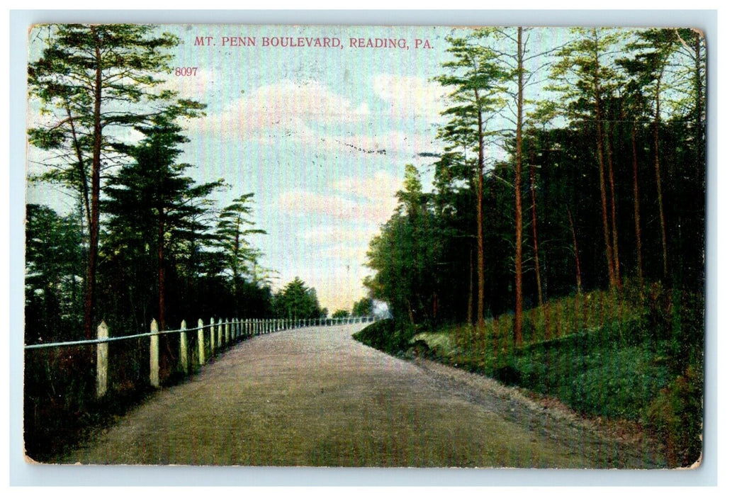 1909 Mt. Penn Boulevard Reading Pennsylvania PA Posted Antique Postcard