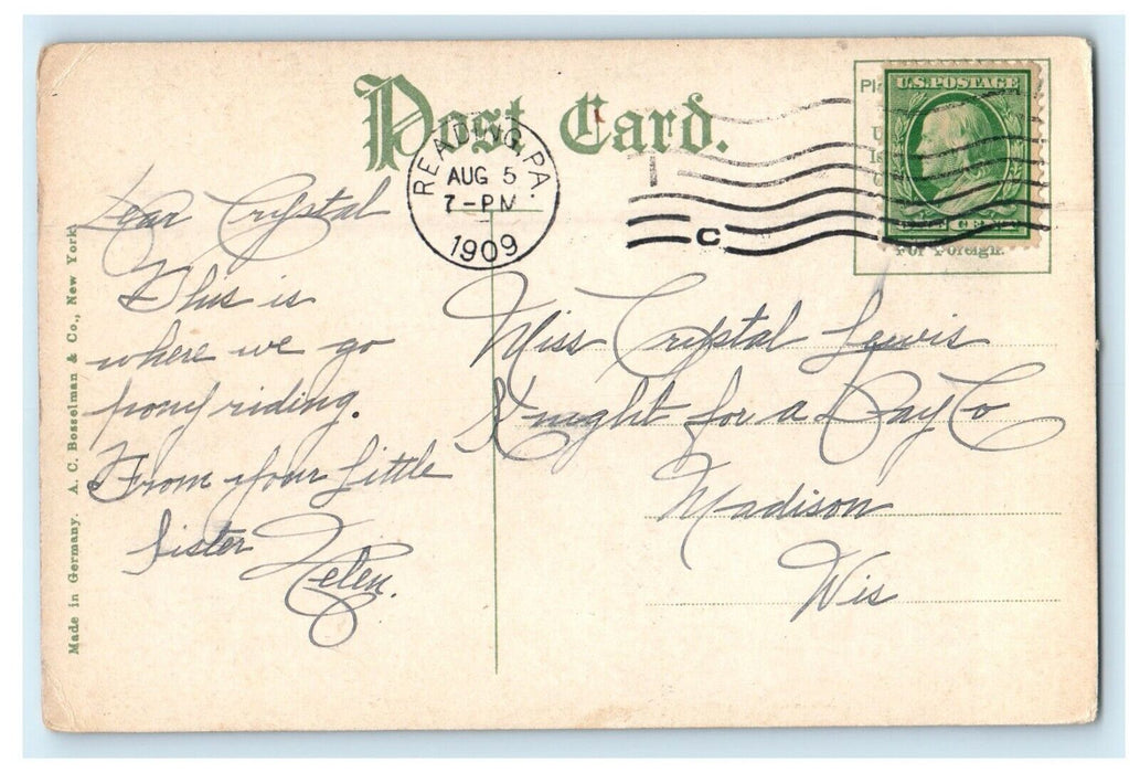 1909 Mt. Penn Boulevard Reading Pennsylvania PA Posted Antique Postcard